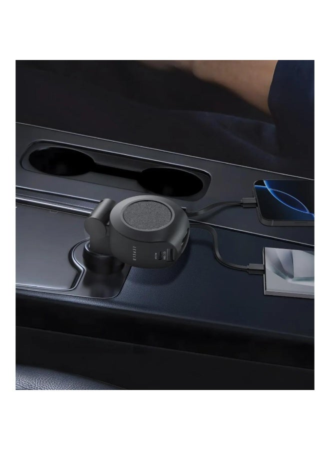 ليفيلو شاحن سيارة Levelo Orbis 4 في 1 بقوة 88 واط مع كابلين قابلين للسحب وتشطيب من جلد السافيان - Image 5